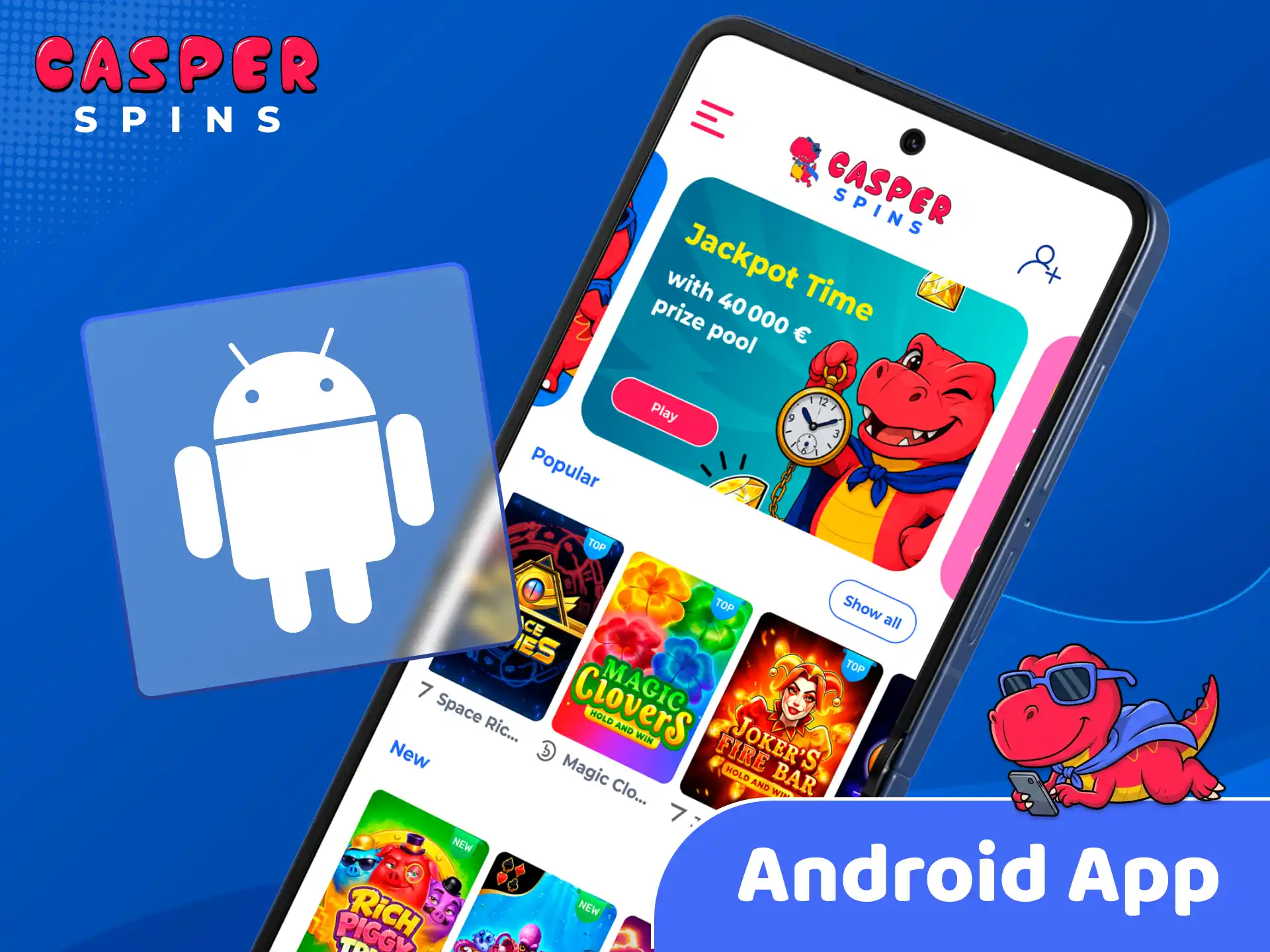 Explore the official Casper Spins mobile app for Android devices.