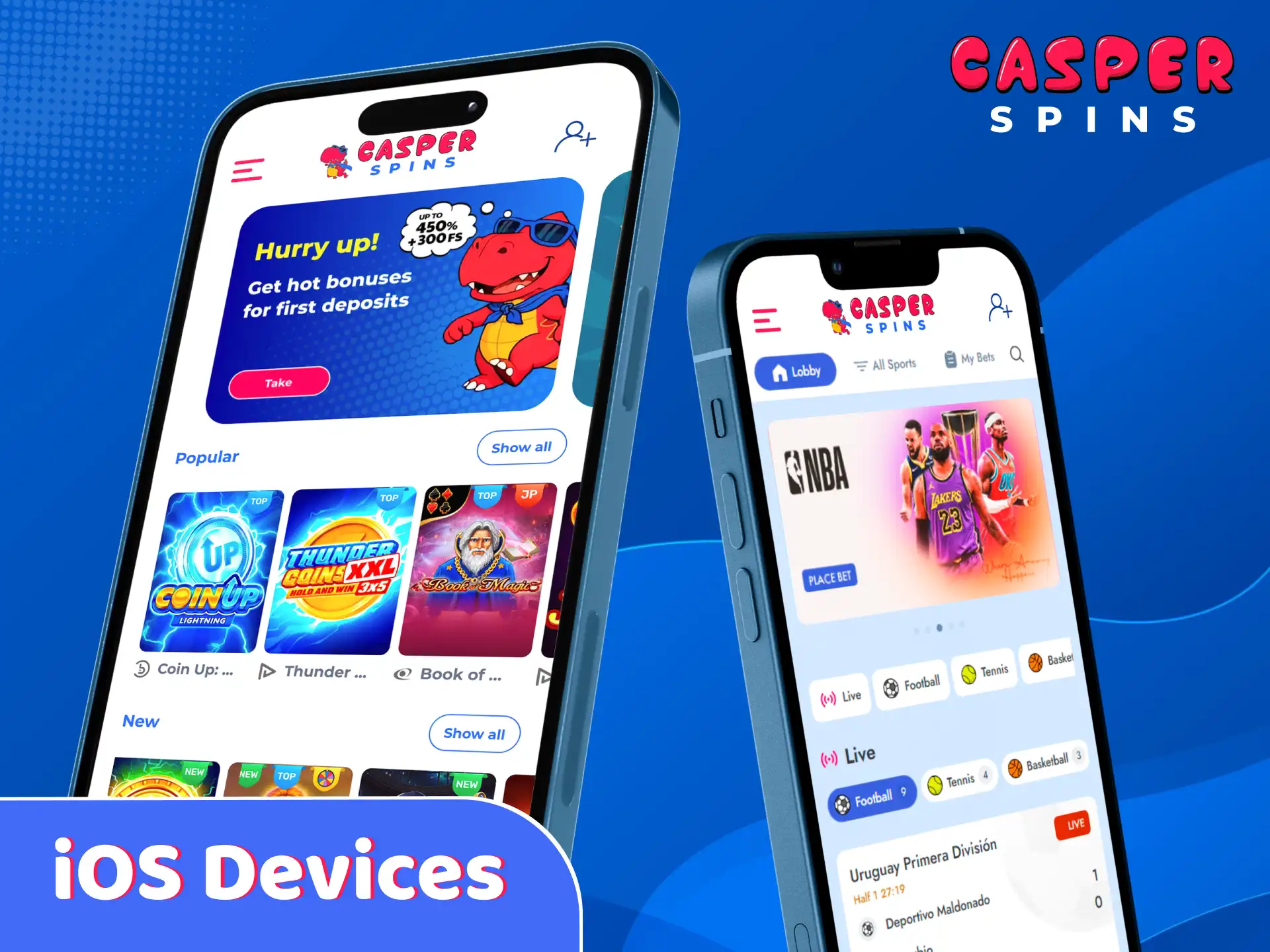 View compatible Apple iOS devices that run the Casper Spins app.