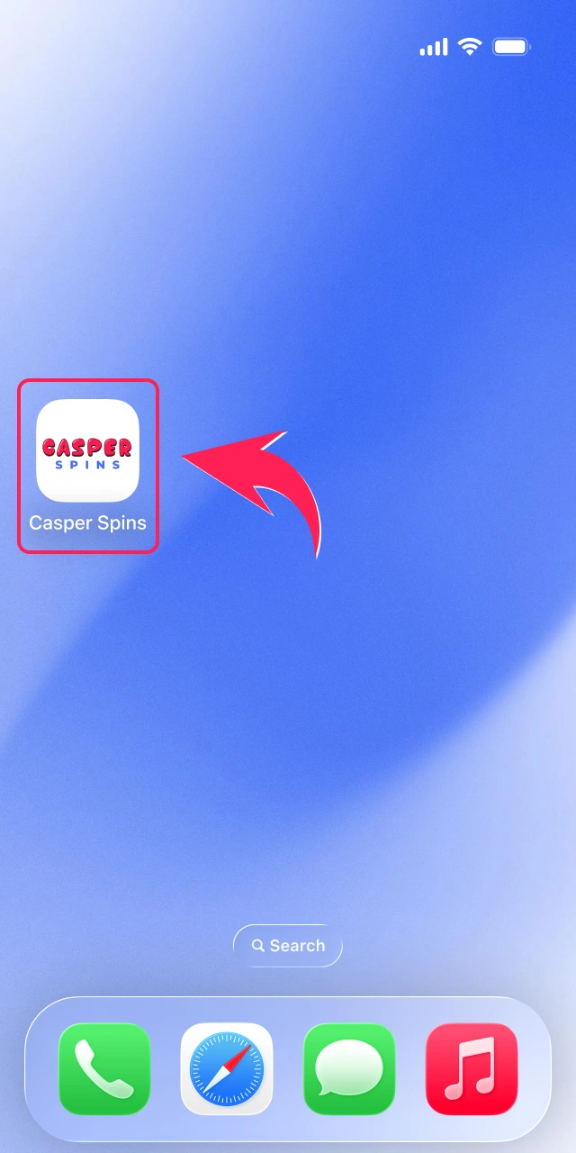 Open the installed Casper Spins iOS app and sign in.