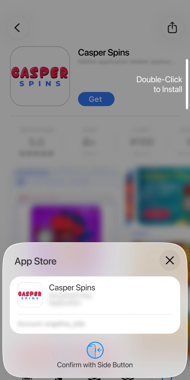 Tap the Get button to download Casper Spins to your device.