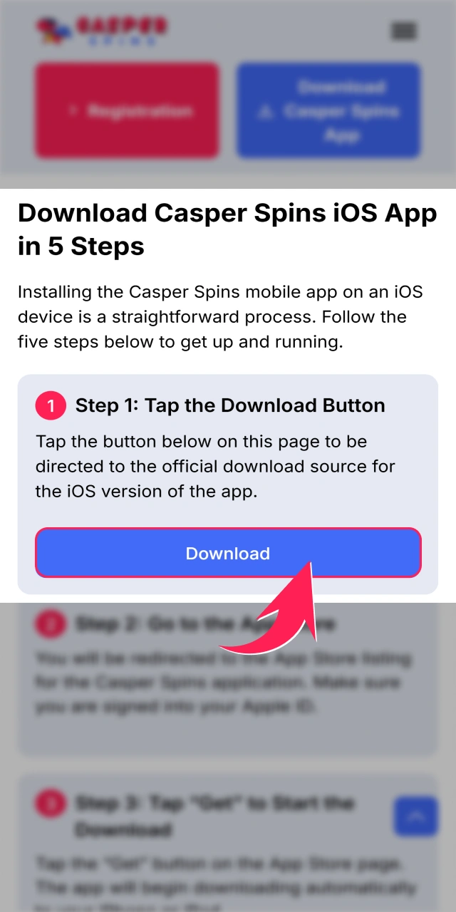 Tap the iOS download button to start the installation process.