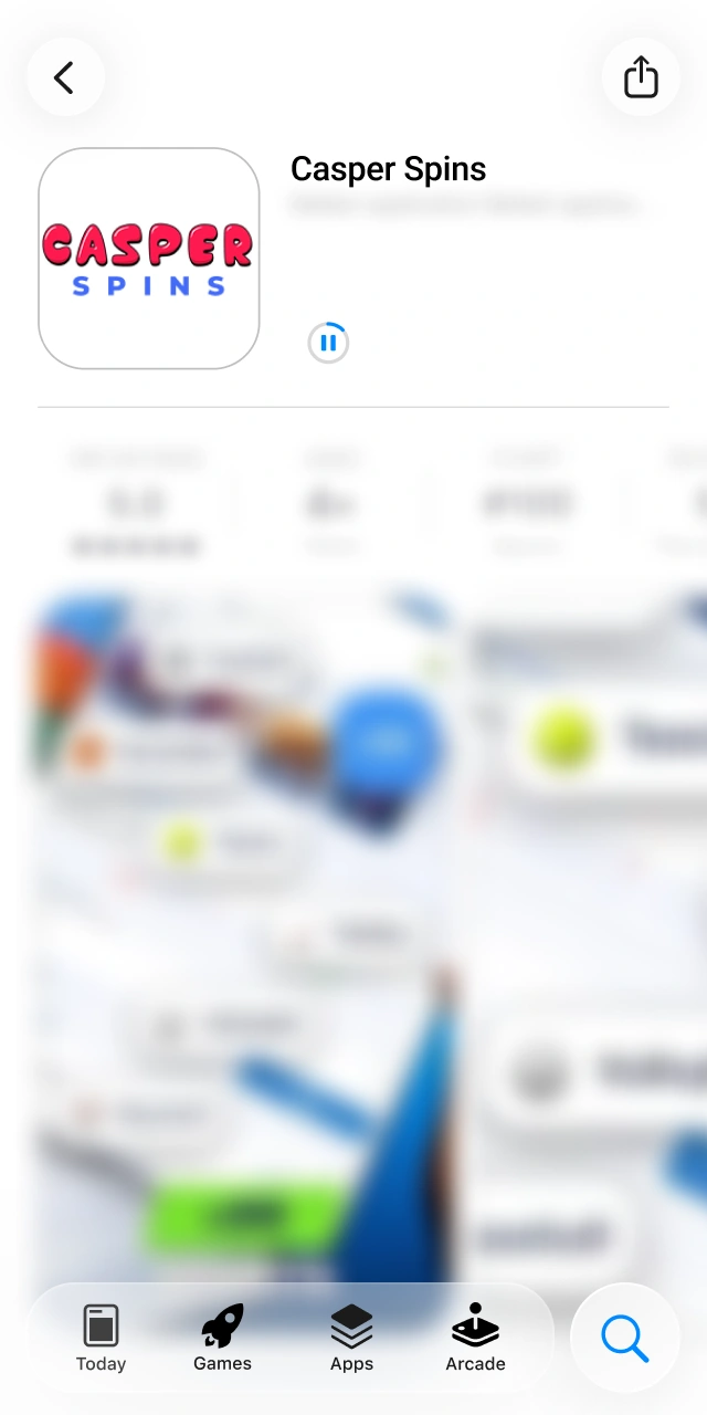 Wait for the Casper Spins app installation to finish successfully.