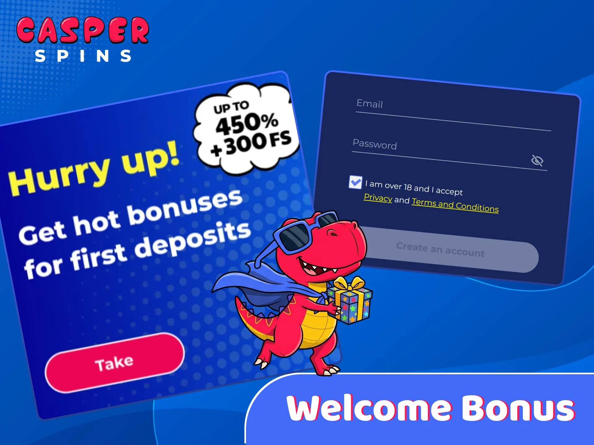 Claim the new user welcome bonus inside the Casper Spins app.