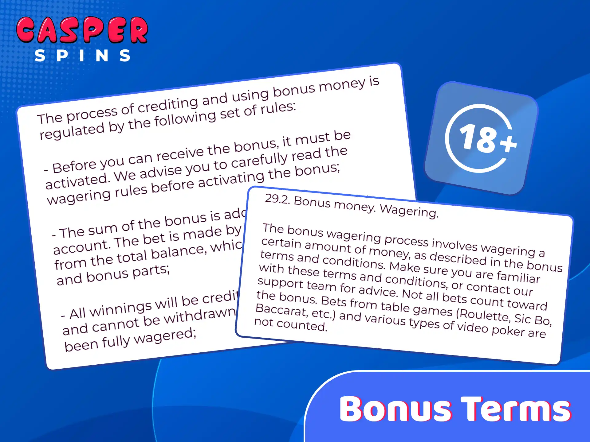 Review the official Casper Spins bonus terms and wagering requirements.