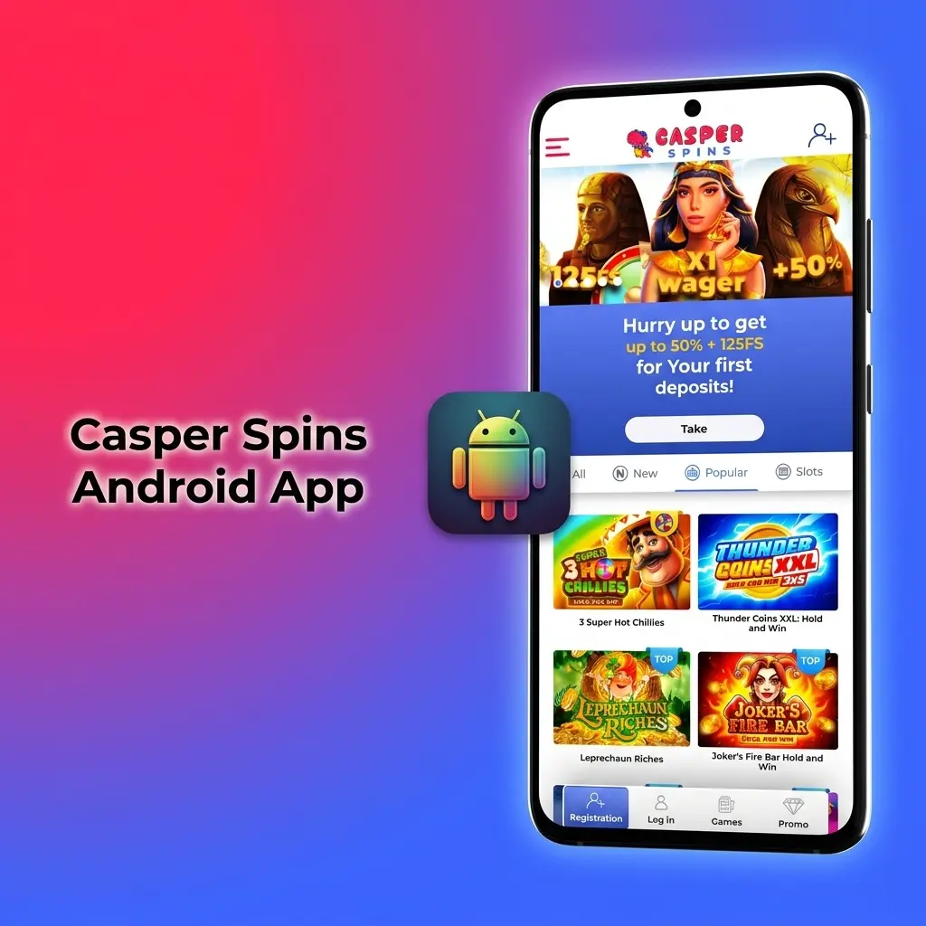 Casper Spins Android app download button for mobile betting and casino games on the go