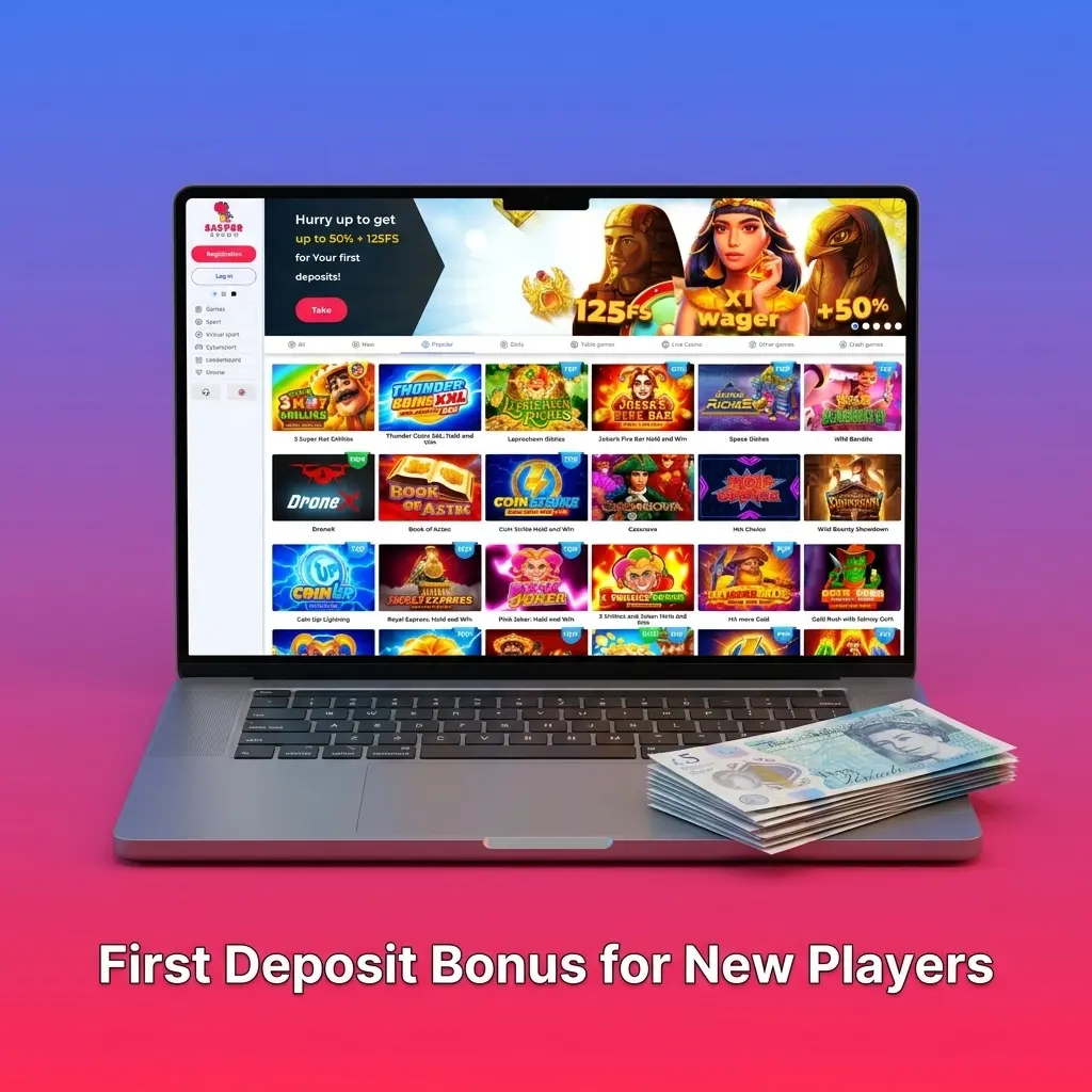 Casper Spins first deposit bonus offering 50% up to £500 plus 125 free spins for new players