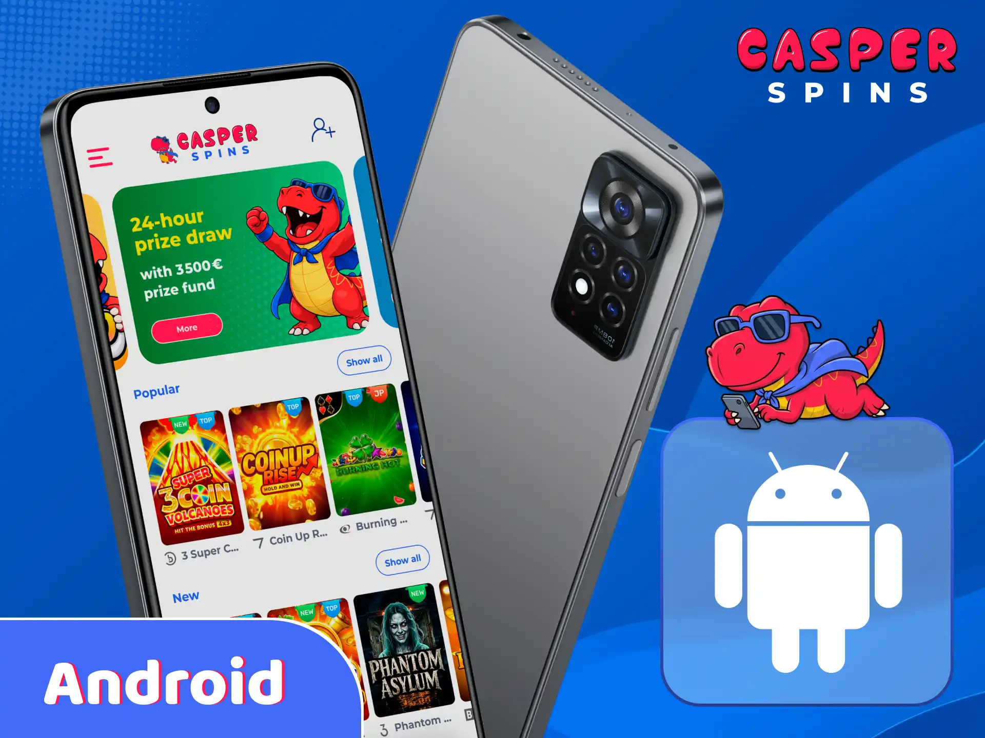 Download the Casper Spins mobile application for Android devices.
