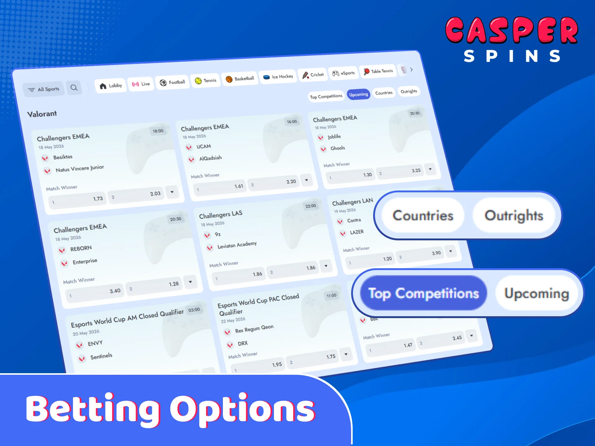 Discover popular sports betting options available for UK players on Casper.
