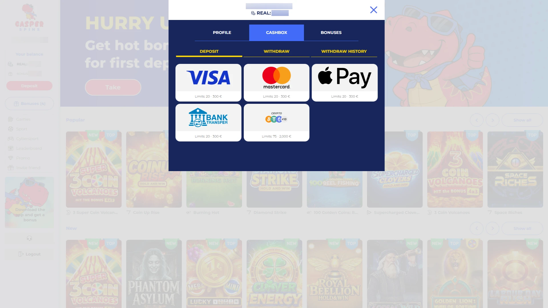 Make a deposit using secure payment methods to fund your account.