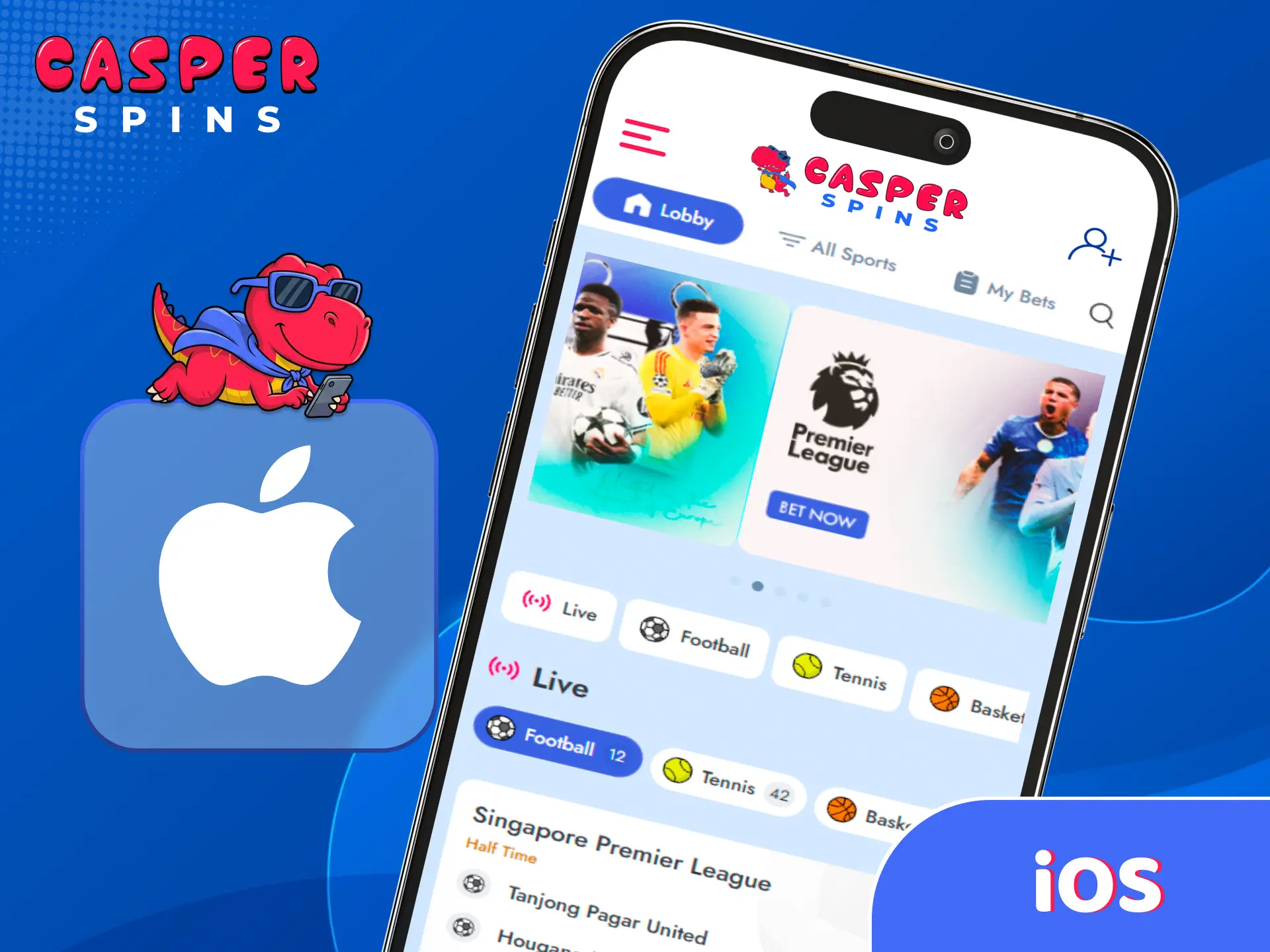 Access the Casper Spins platform smoothly on Apple iOS devices.