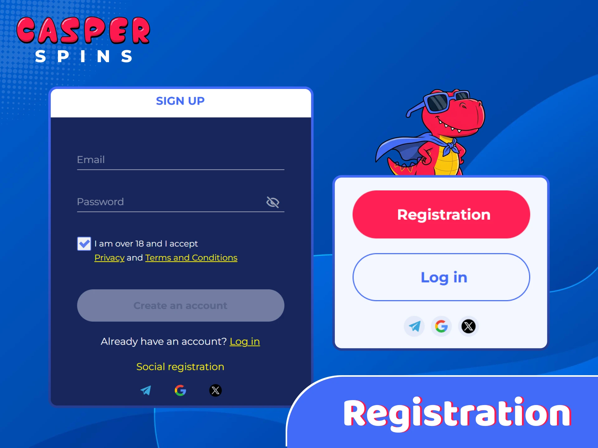 Learn how to complete the registration process at Casper Spins UK.