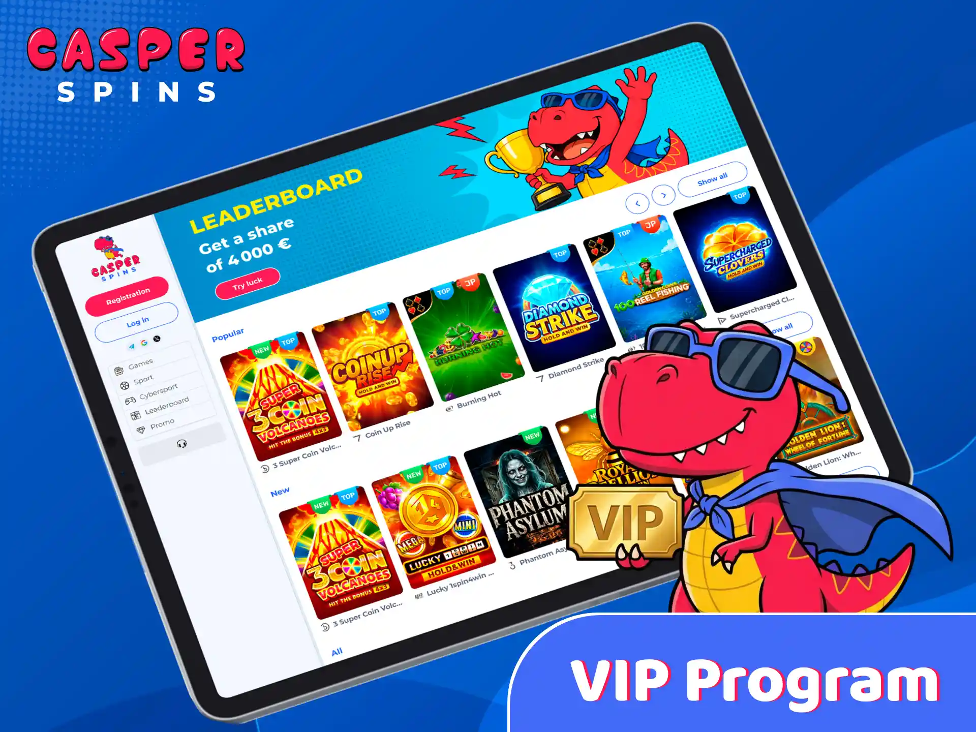 Join the Casper Spins VIP program for exclusive loyalty rewards.