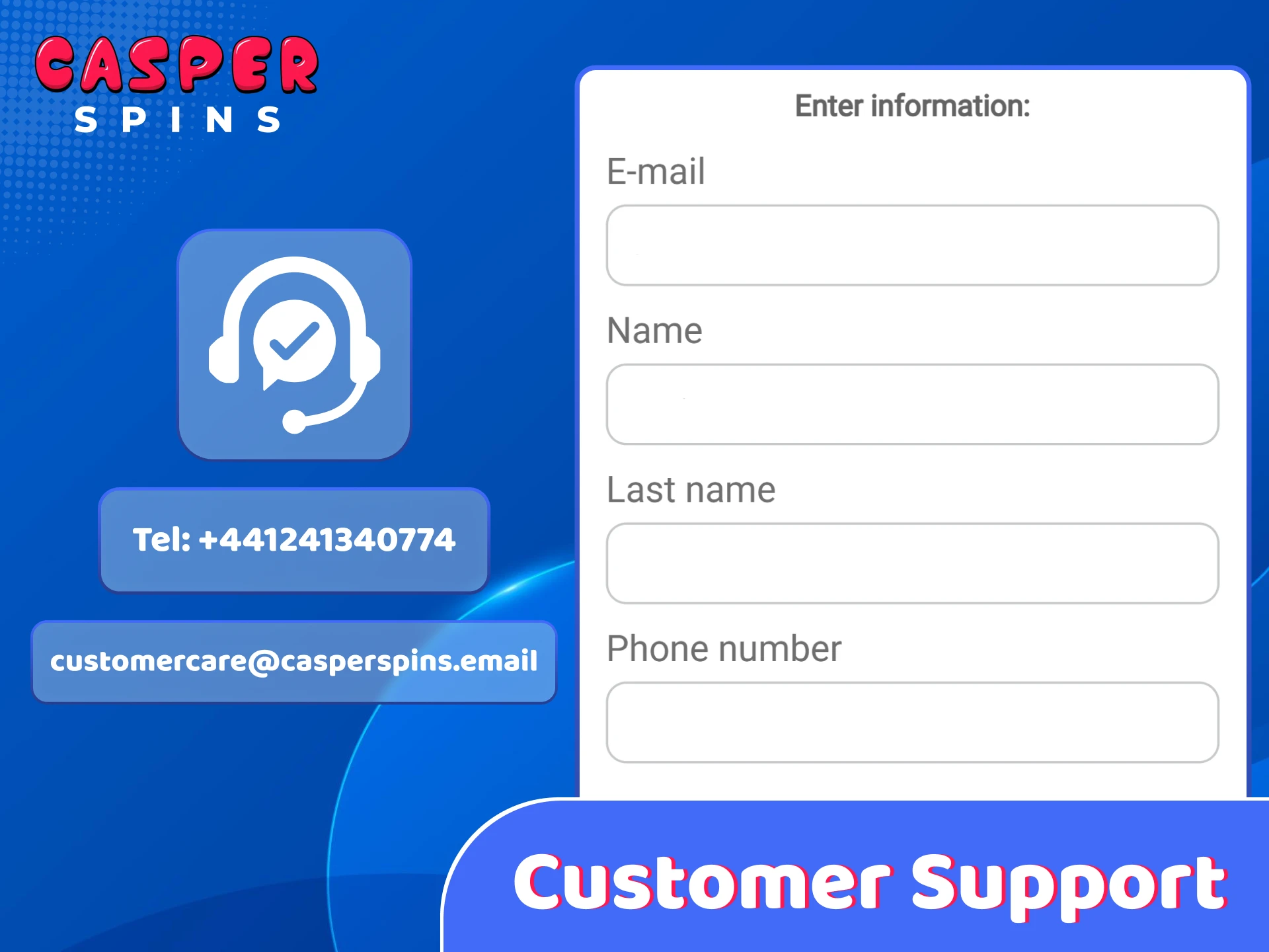Get customer support contact details for Casper Spins payment assistance.