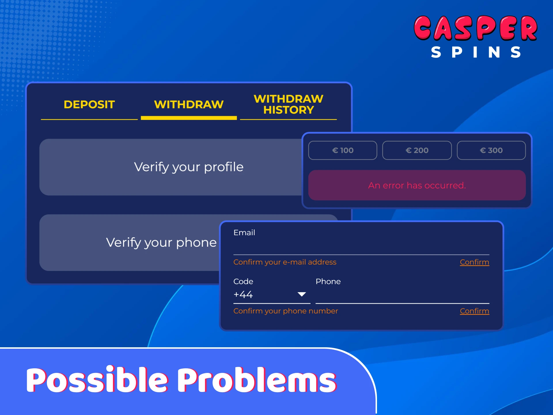 Find solutions for possible payment and transaction issues at Casper Spins.