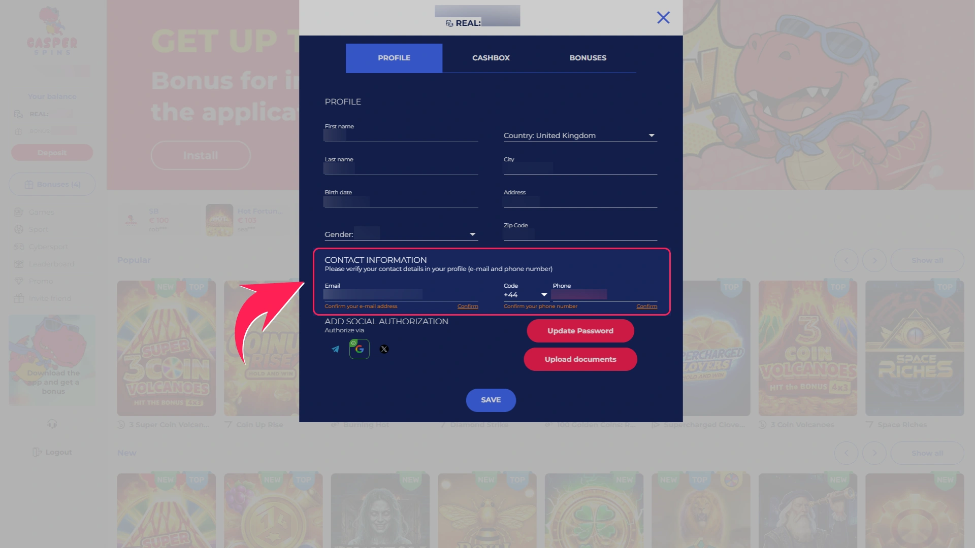 Verify your email address to activate your Casper Spins account.