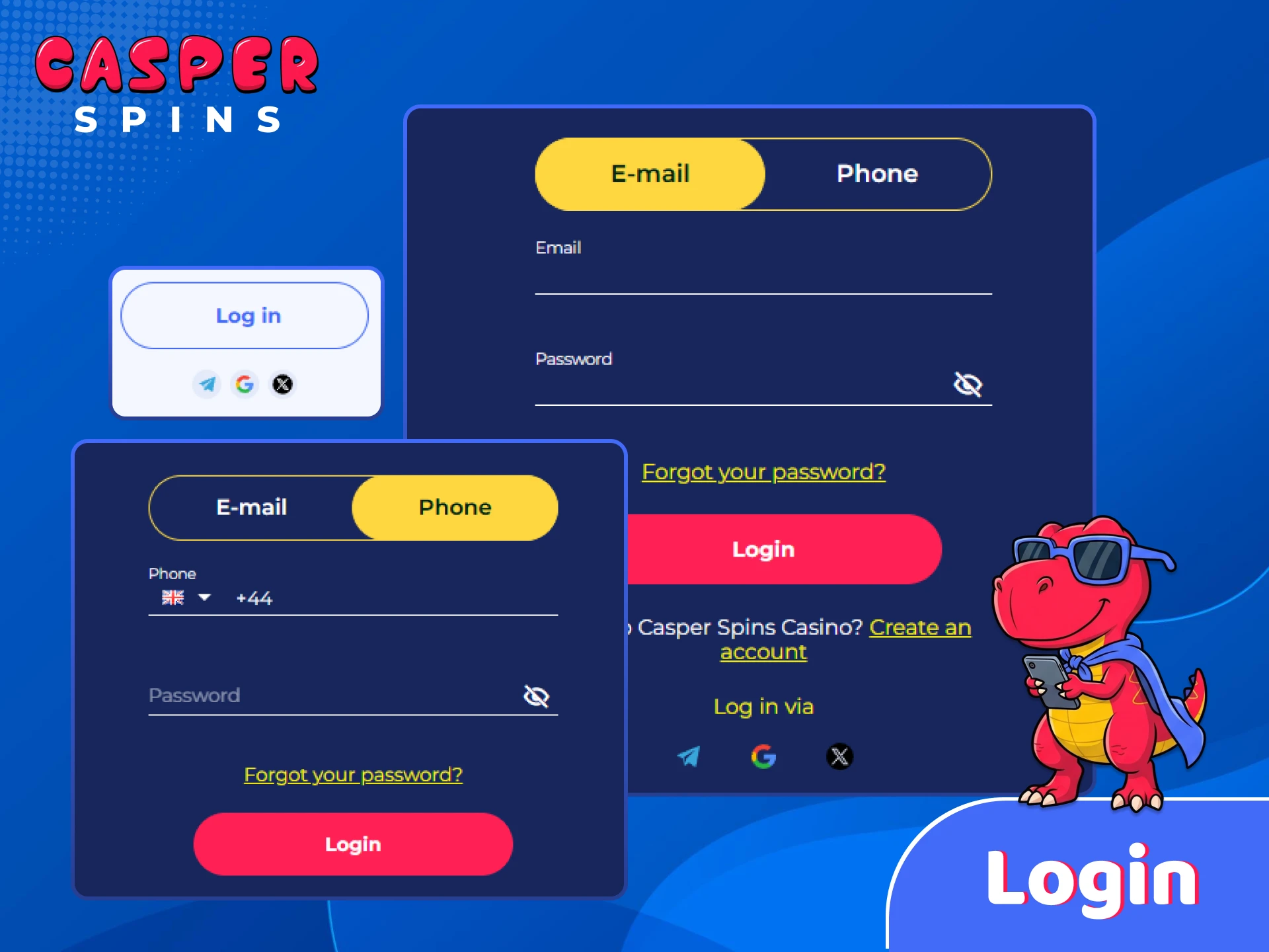 Sign in or login to your personal Casper Spins casino account.