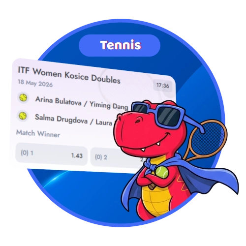 Place bets on Grand Slams and international tennis matches at Casper.